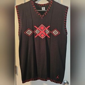 Men's Black and Red Geometric Sweater Vest